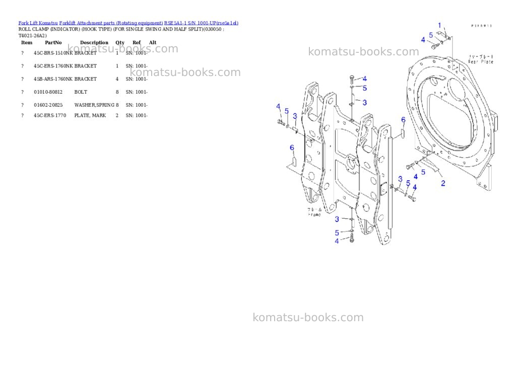 Komatsu rse5a1-1 s/n 1001-up Parts catalog cover Page 4