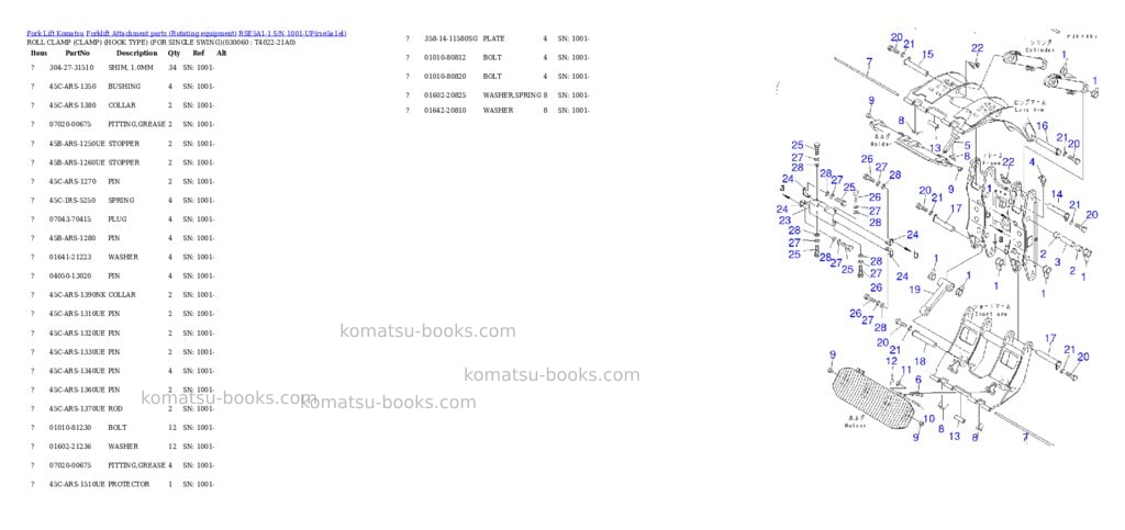 Komatsu rse5a1-1 s/n 1001-up Parts catalog cover Page 5