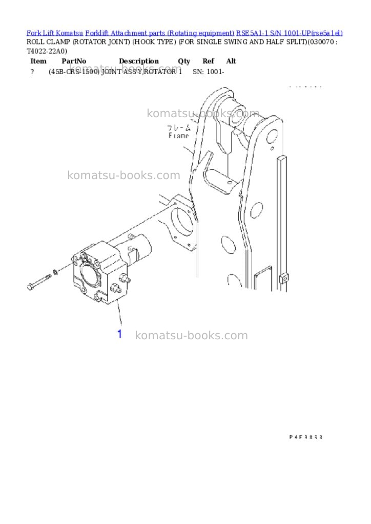Komatsu rse5a1-1 s/n 1001-up Parts catalog cover Page 6