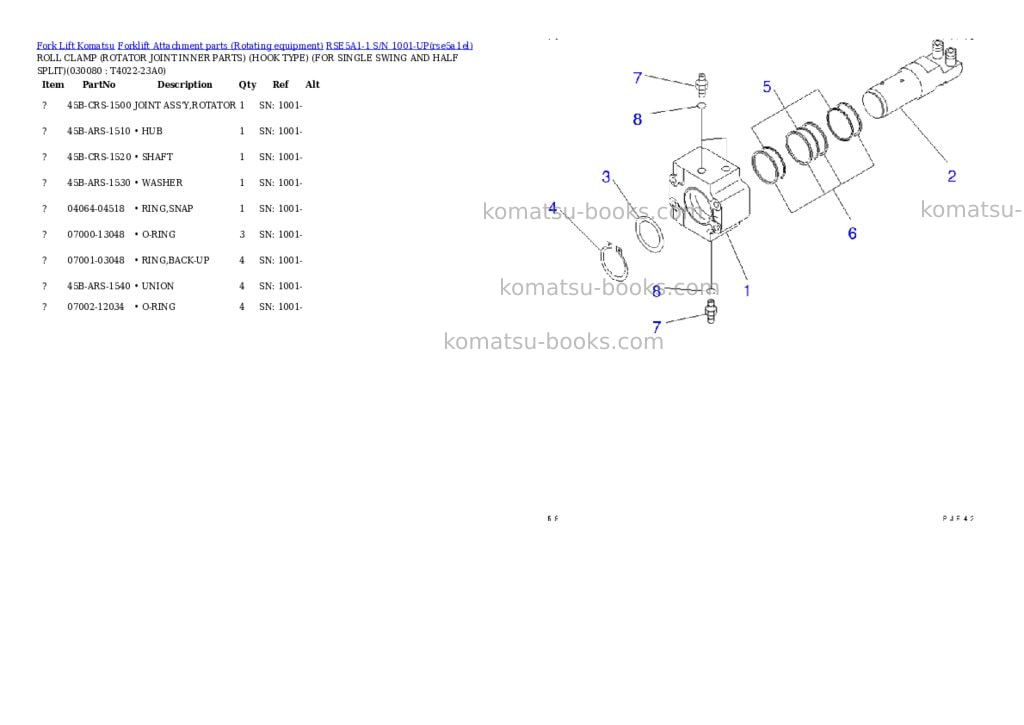 Komatsu rse5a1-1 s/n 1001-up Parts catalog cover Page 7