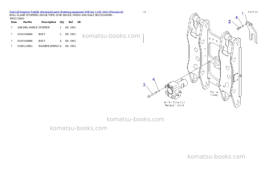 Komatsu rse5a1-1 s/n 1001-up Parts catalog cover Page 8