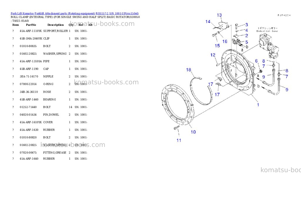 Komatsu rss157-2 s/n 1001-up Parts catalog cover Page 4