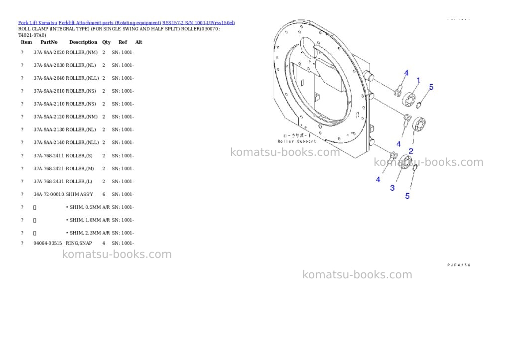 Komatsu rss157-2 s/n 1001-up Parts catalog cover Page 6