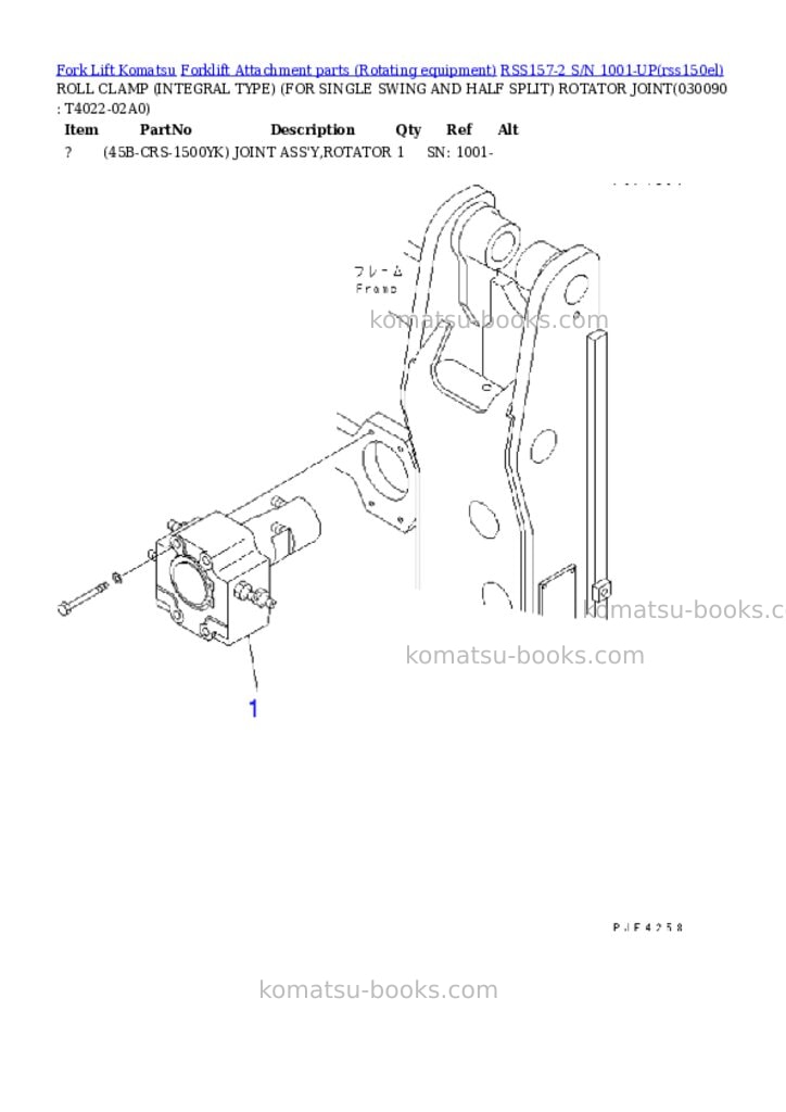 Komatsu rss157-2 s/n 1001-up Parts catalog cover Page 8
