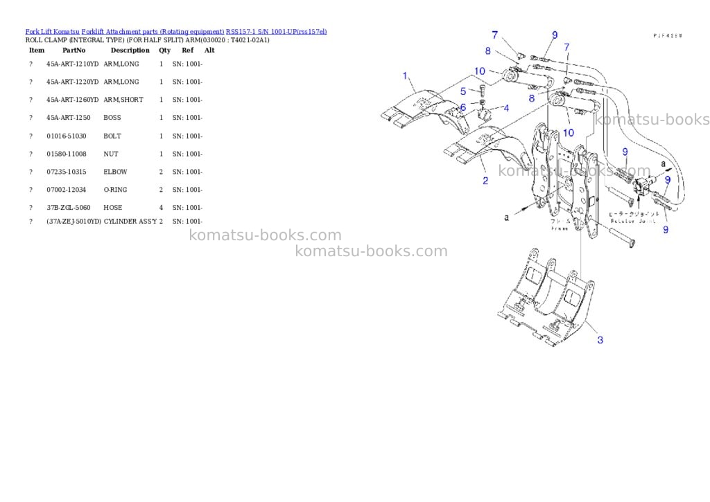 Komatsu rss157-1 s/n 1001-up Parts catalog cover Komatsu rss157-1 s/n 1001-up Parts catalog cover