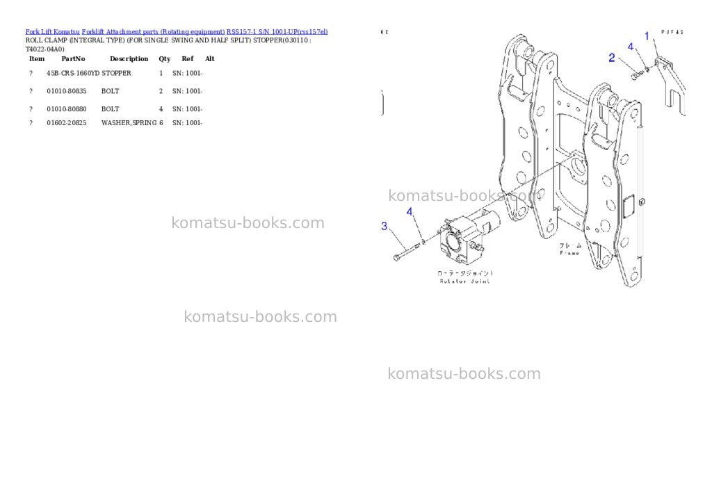 Komatsu rss157-1 s/n 1001-up Parts catalog cover Page 10 Komatsu rss157-1 s/n 1001-up Parts catalog cover Page 10