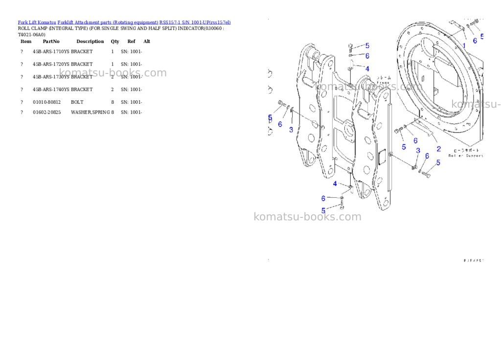 Komatsu rss157-1 s/n 1001-up Parts catalog cover Page 5 Komatsu rss157-1 s/n 1001-up Parts catalog cover Page 5