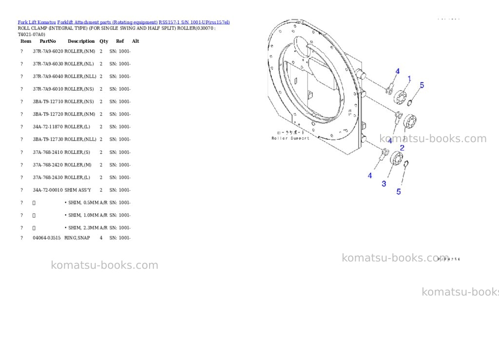 Komatsu rss157-1 s/n 1001-up Parts catalog cover Page 6 Komatsu rss157-1 s/n 1001-up Parts catalog cover Page 6