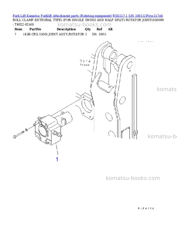 Komatsu rss157-1 s/n 1001-up Parts catalog cover Page 8 Komatsu rss157-1 s/n 1001-up Parts catalog cover Page 8