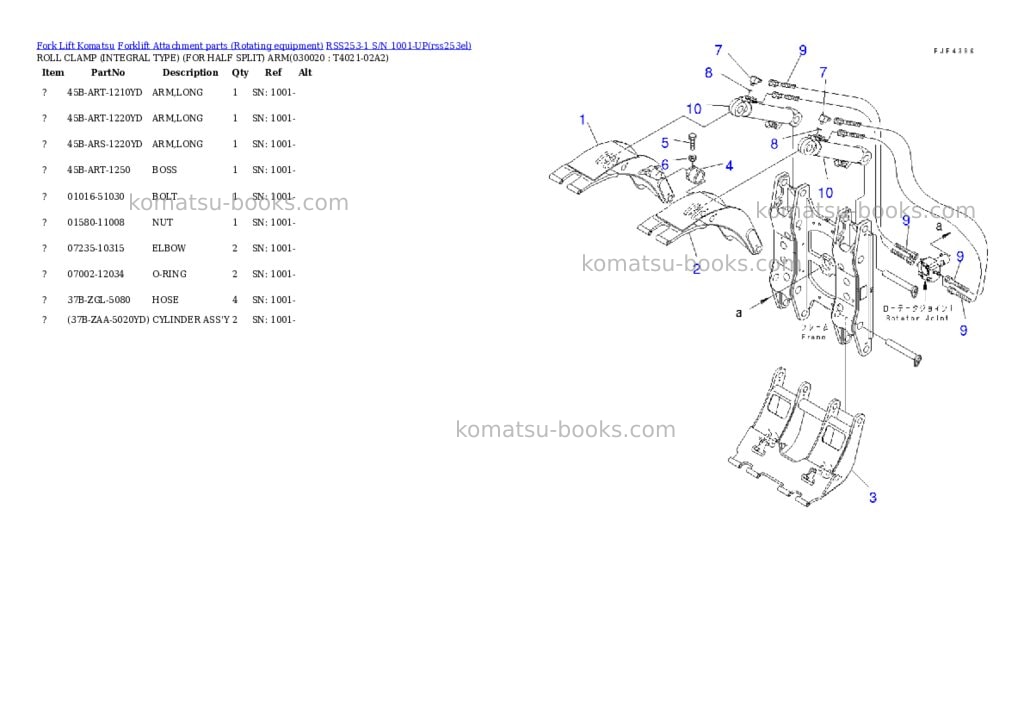 Komatsu rss253-1 s/n 1001-up Parts catalog cover Komatsu rss253-1 s/n 1001-up Parts catalog cover