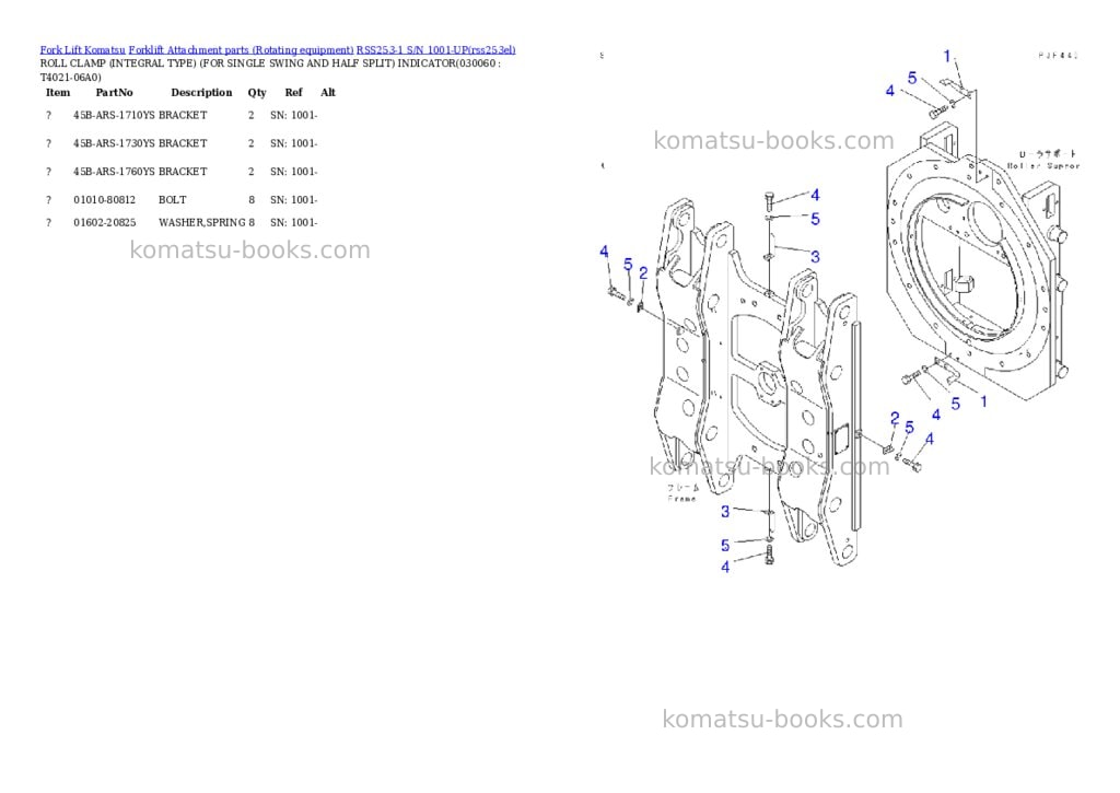 Komatsu rss253-1 s/n 1001-up Parts catalog cover Page 5 Komatsu rss253-1 s/n 1001-up Parts catalog cover Page 5