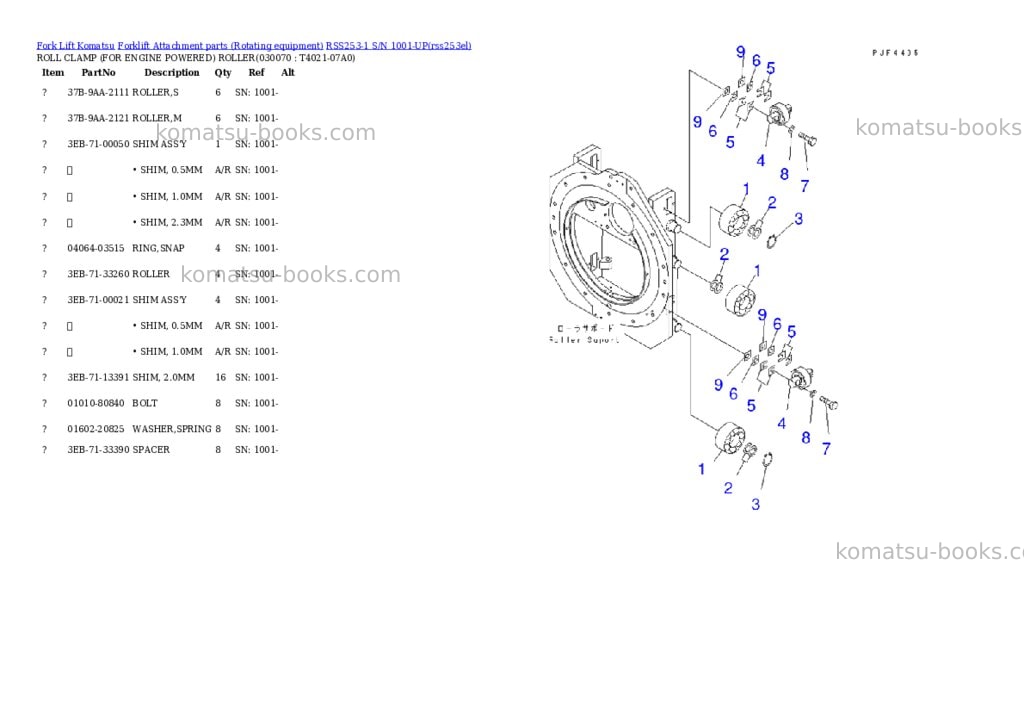 Komatsu rss253-1 s/n 1001-up Parts catalog cover Page 6 Komatsu rss253-1 s/n 1001-up Parts catalog cover Page 6