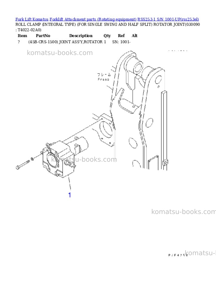 Komatsu rss253-1 s/n 1001-up Parts catalog cover Page 8 Komatsu rss253-1 s/n 1001-up Parts catalog cover Page 8