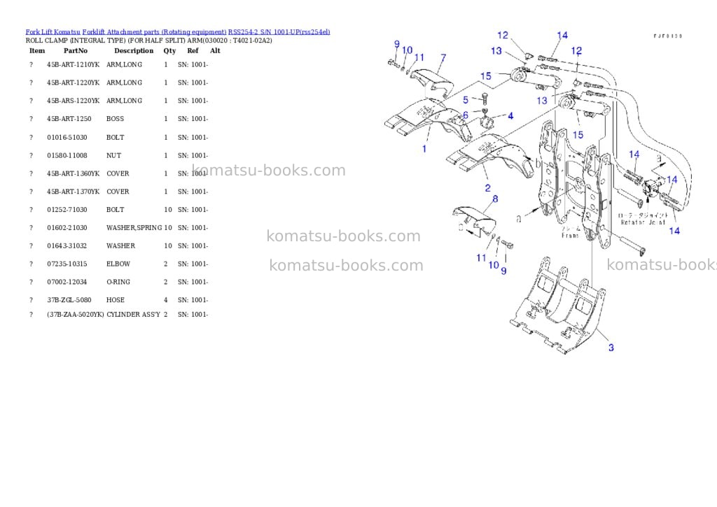 Komatsu rss254-2 s/n 1001-up Parts catalog cover