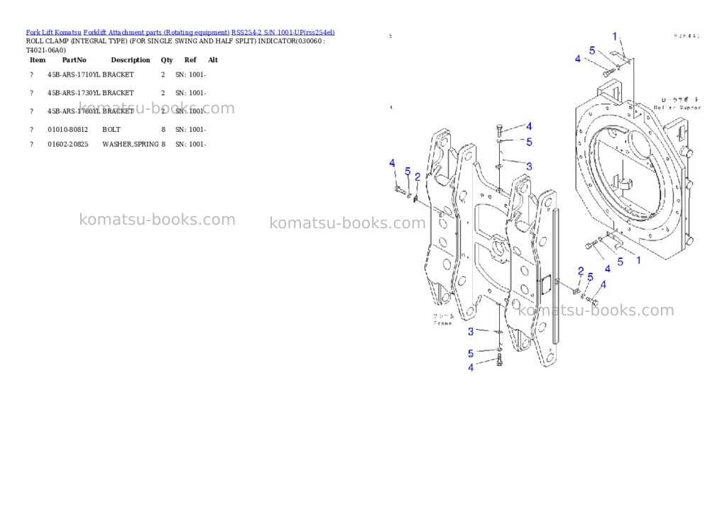 Komatsu rss254-2 s/n 1001-up Parts catalog cover Page 5