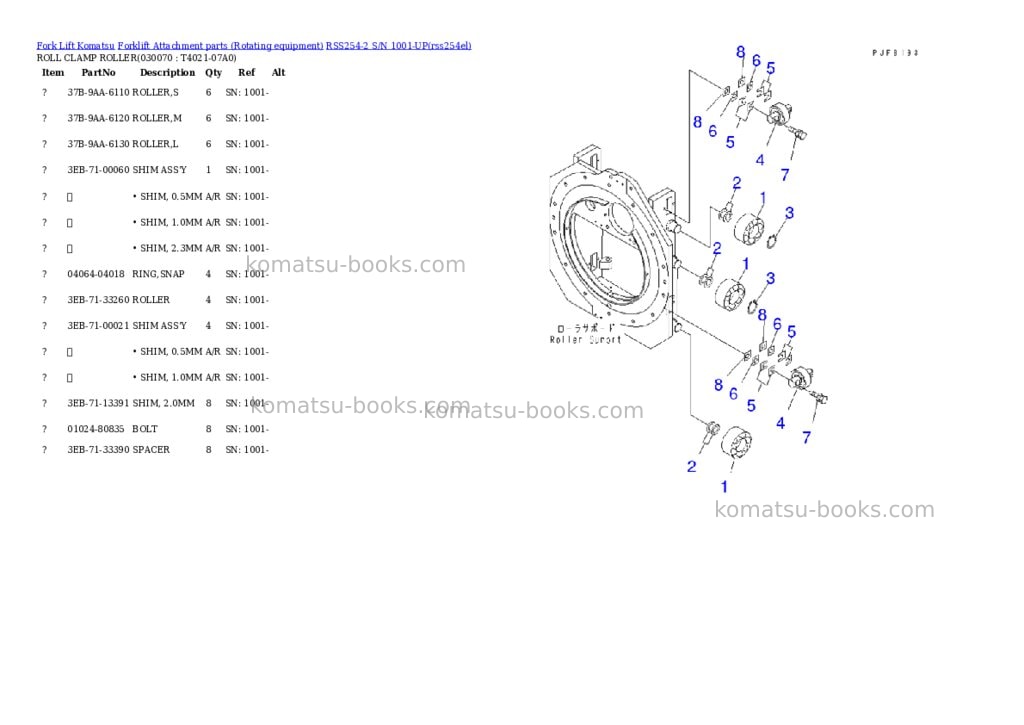Komatsu rss254-2 s/n 1001-up Parts catalog cover Page 6