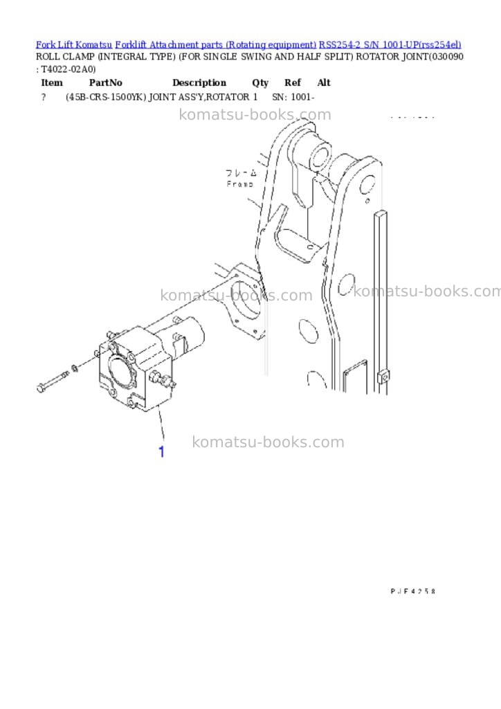 Komatsu rss254-2 s/n 1001-up Parts catalog cover Page 8