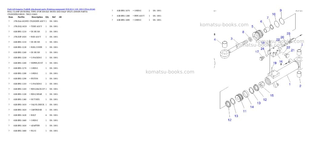 Komatsu rss303-1 s/n 1001-up Parts catalog cover