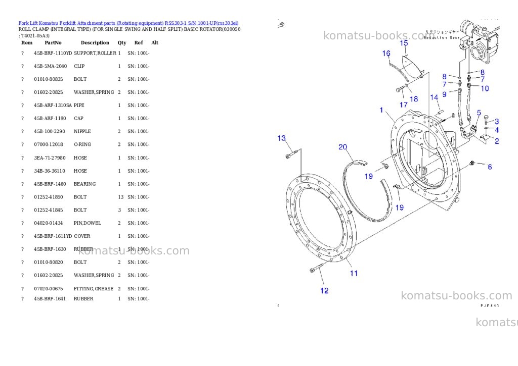 Komatsu rss303-1 s/n 1001-up Parts catalog cover Page 3