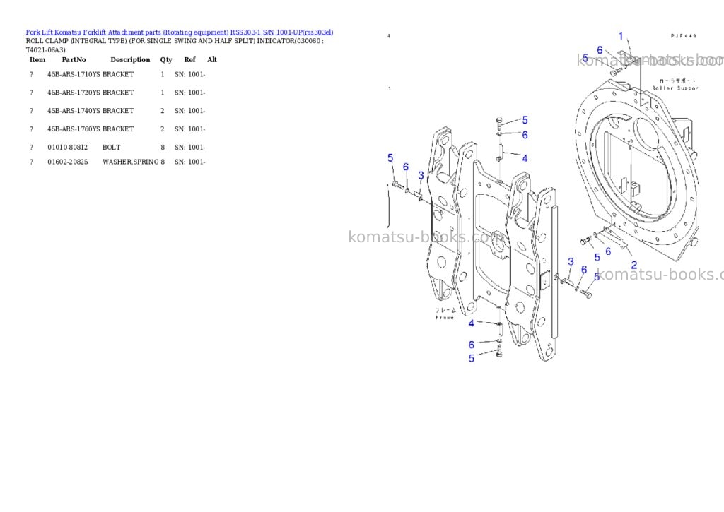 Komatsu rss303-1 s/n 1001-up Parts catalog cover Page 4