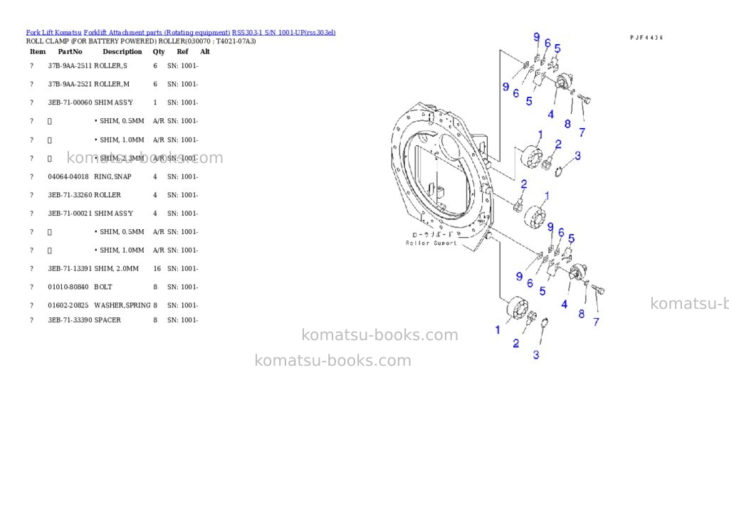 Komatsu rss303-1 s/n 1001-up Parts catalog cover Page 5