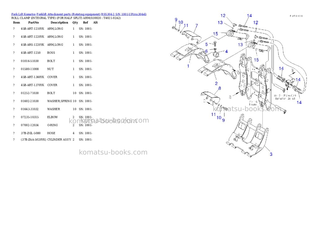 Komatsu rss304-2 s/n 1001-up Parts catalog cover Komatsu rss304-2 s/n 1001-up Parts catalog cover