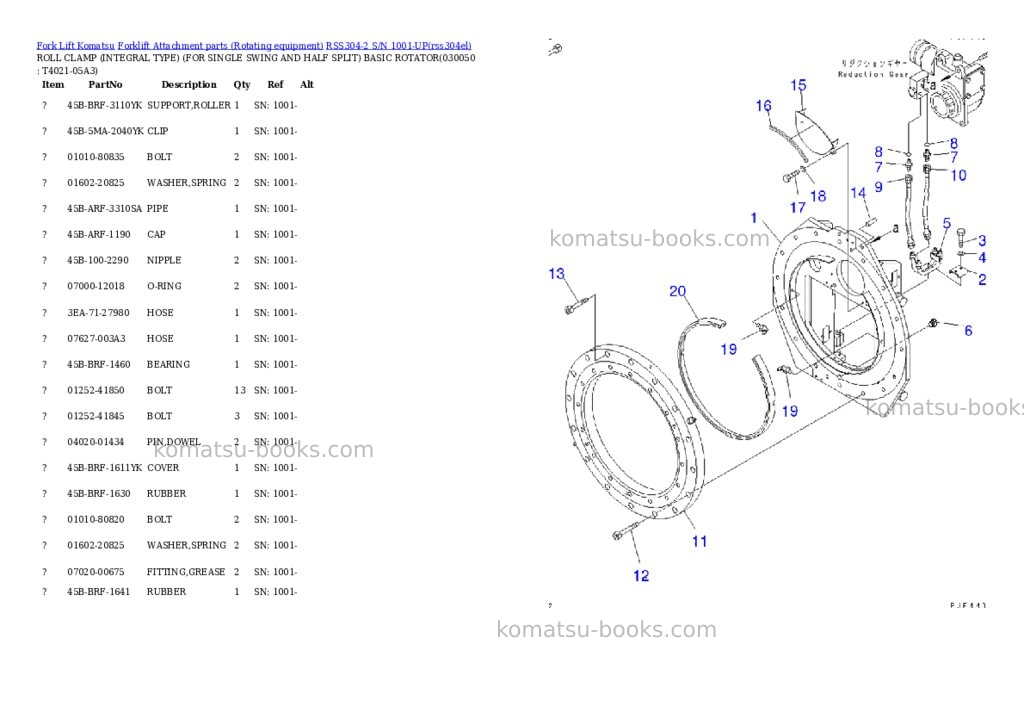 Komatsu rss304-2 s/n 1001-up Parts catalog cover Page 4 Komatsu rss304-2 s/n 1001-up Parts catalog cover Page 4