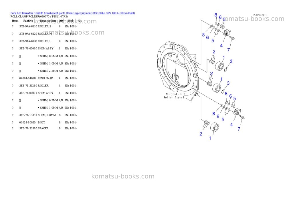 Komatsu rss304-2 s/n 1001-up Parts catalog cover Page 6 Komatsu rss304-2 s/n 1001-up Parts catalog cover Page 6