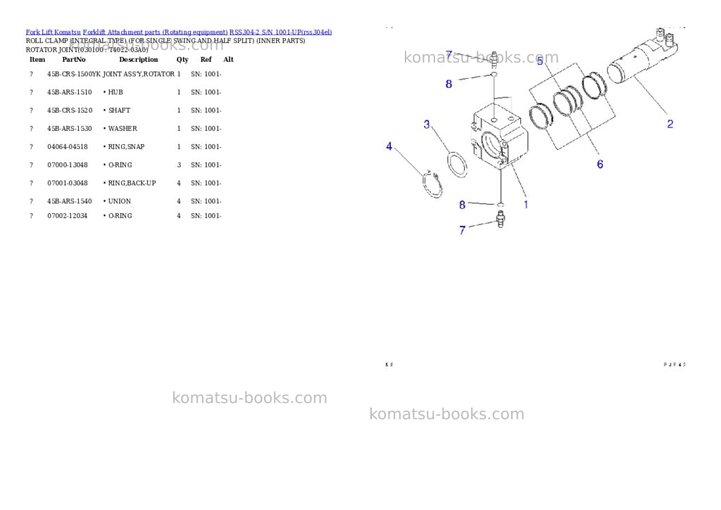 Komatsu rss304-2 s/n 1001-up Parts catalog cover Page 9 Komatsu rss304-2 s/n 1001-up Parts catalog cover Page 9