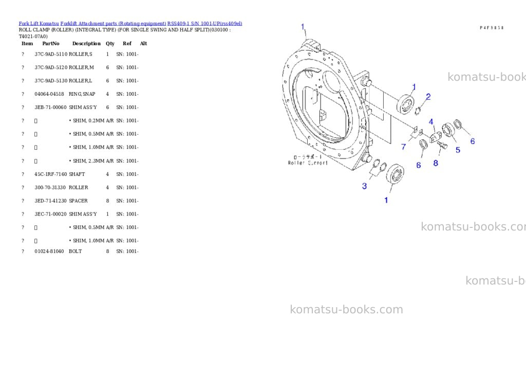 Komatsu rss409-1 s/n 1001-up Parts catalog cover Page 10 Komatsu rss409-1 s/n 1001-up Parts catalog cover Page 10
