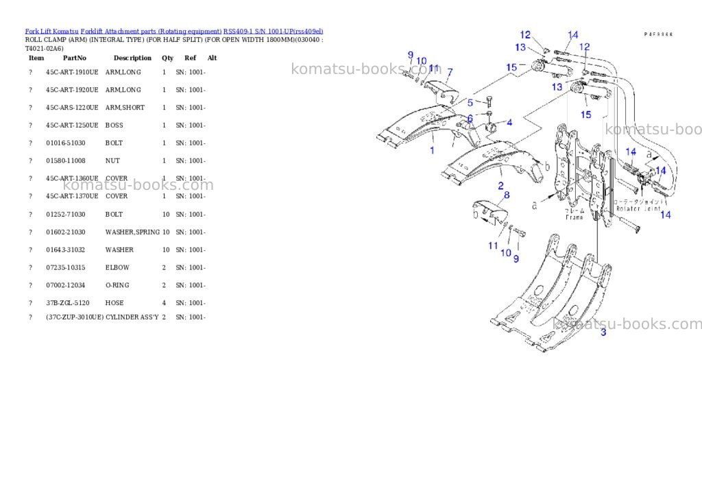 Komatsu rss409-1 s/n 1001-up Parts catalog cover Page 4 Komatsu rss409-1 s/n 1001-up Parts catalog cover Page 4