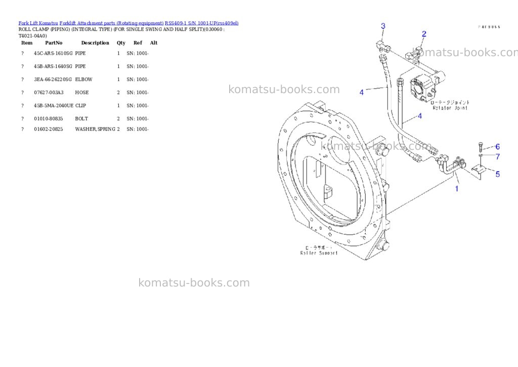 Komatsu rss409-1 s/n 1001-up Parts catalog cover Page 6 Komatsu rss409-1 s/n 1001-up Parts catalog cover Page 6
