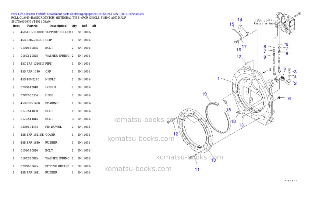 Komatsu rss409-1 s/n 1001-up Parts catalog cover Page 7 Komatsu rss409-1 s/n 1001-up Parts catalog cover Page 7