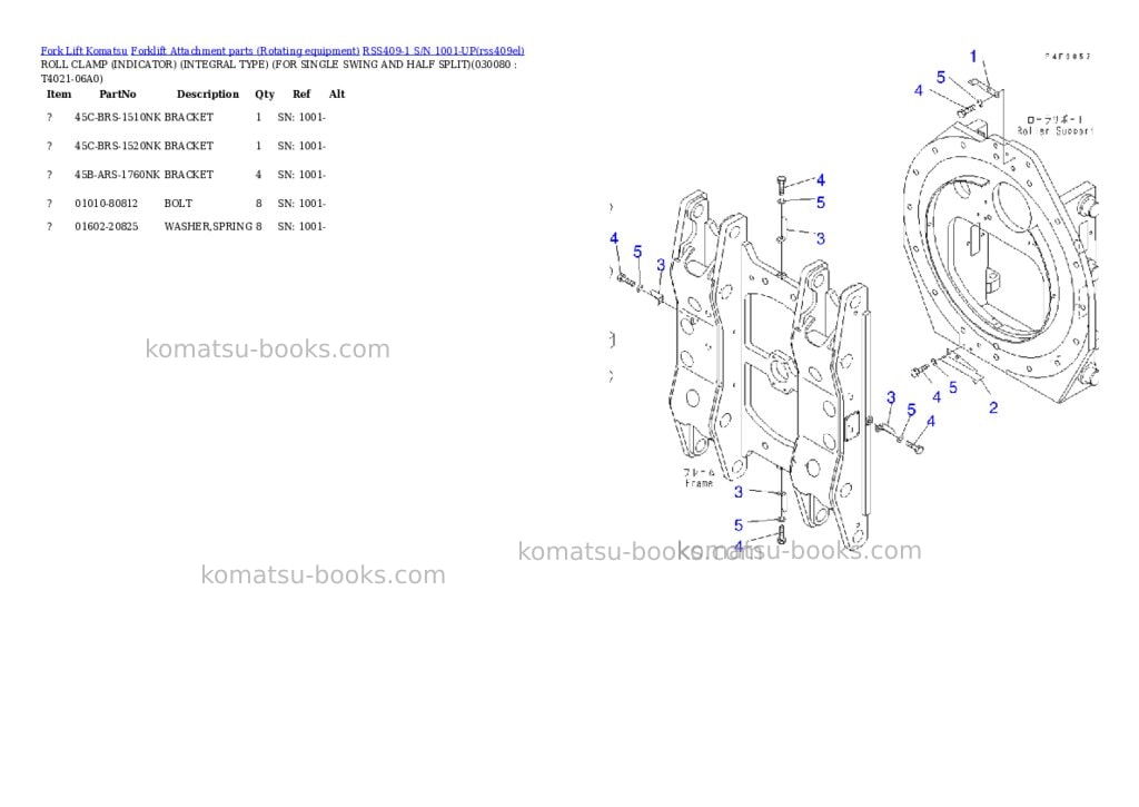 Komatsu rss409-1 s/n 1001-up Parts catalog cover Page 8 Komatsu rss409-1 s/n 1001-up Parts catalog cover Page 8