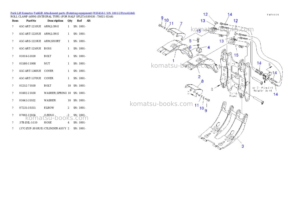 Komatsu rss458-1 s/n 1001-up Parts catalog cover Page 2 Komatsu rss458-1 s/n 1001-up Parts catalog cover Page 2