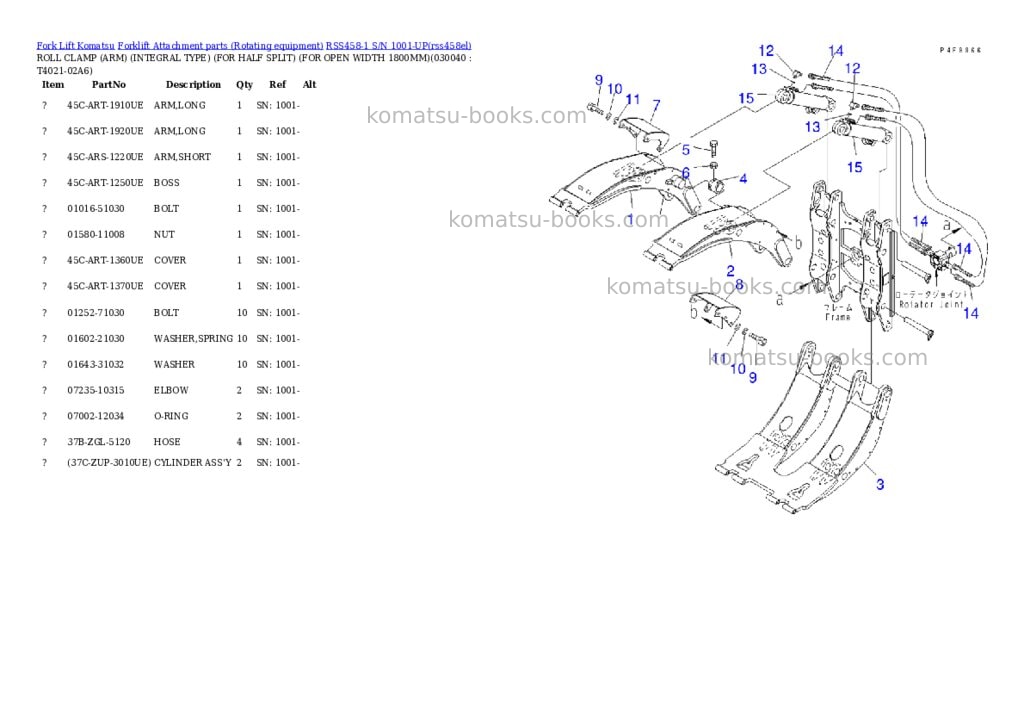 Komatsu rss458-1 s/n 1001-up Parts catalog cover Page 3 Komatsu rss458-1 s/n 1001-up Parts catalog cover Page 3