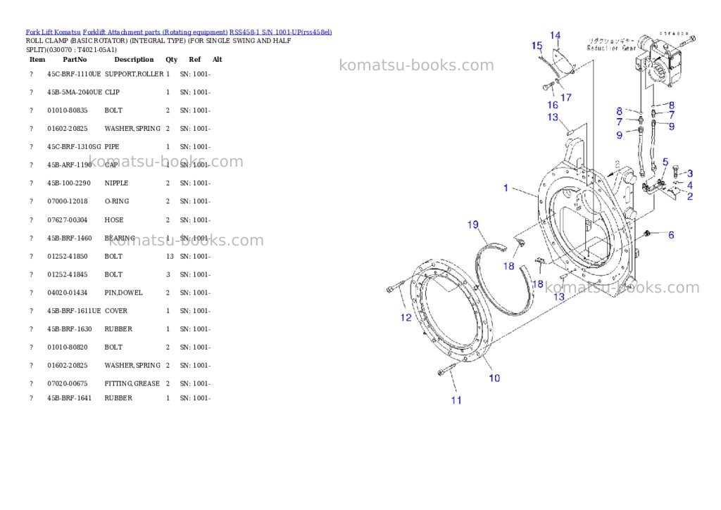 Komatsu rss458-1 s/n 1001-up Parts catalog cover Page 6 Komatsu rss458-1 s/n 1001-up Parts catalog cover Page 6