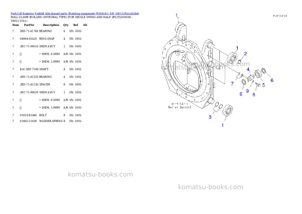 Komatsu rss458-1 s/n 1001-up Parts catalog cover Page 9 Komatsu rss458-1 s/n 1001-up Parts catalog cover Page 9