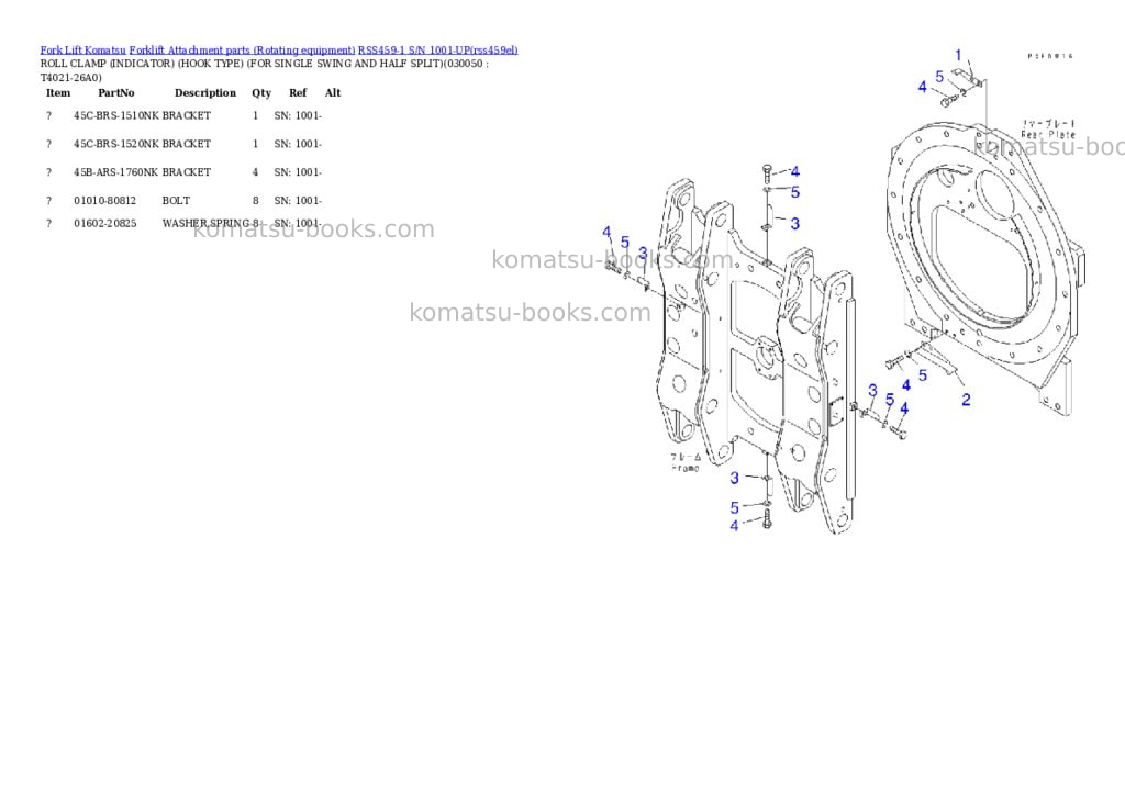 Komatsu rss459-1 s/n 1001-up Parts catalog cover Page 4