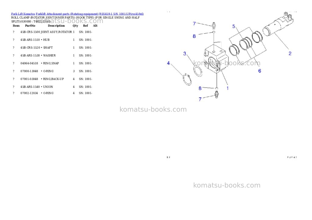 Komatsu rss459-1 s/n 1001-up Parts catalog cover Page 7
