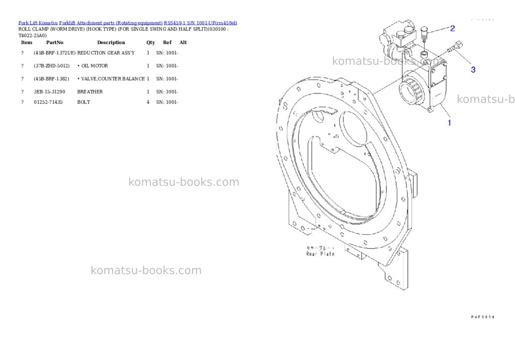Komatsu rss459-1 s/n 1001-up Parts catalog cover Page 9