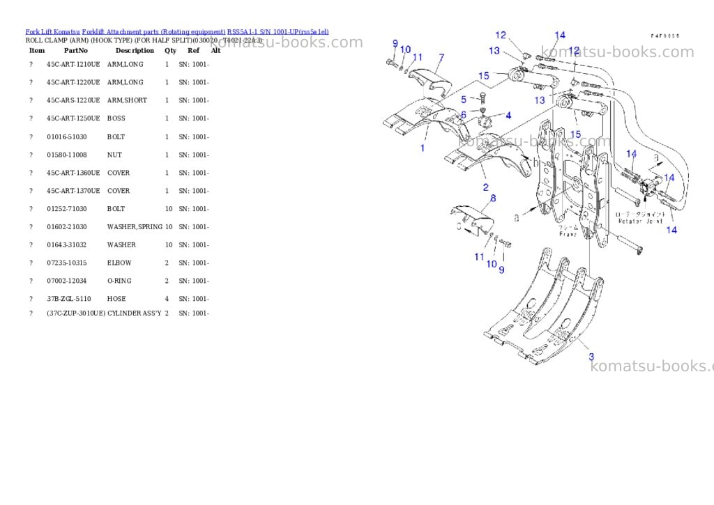 Komatsu rss5a1-1 s/n 1001-up Parts catalog cover Komatsu rss5a1-1 s/n 1001-up Parts catalog cover