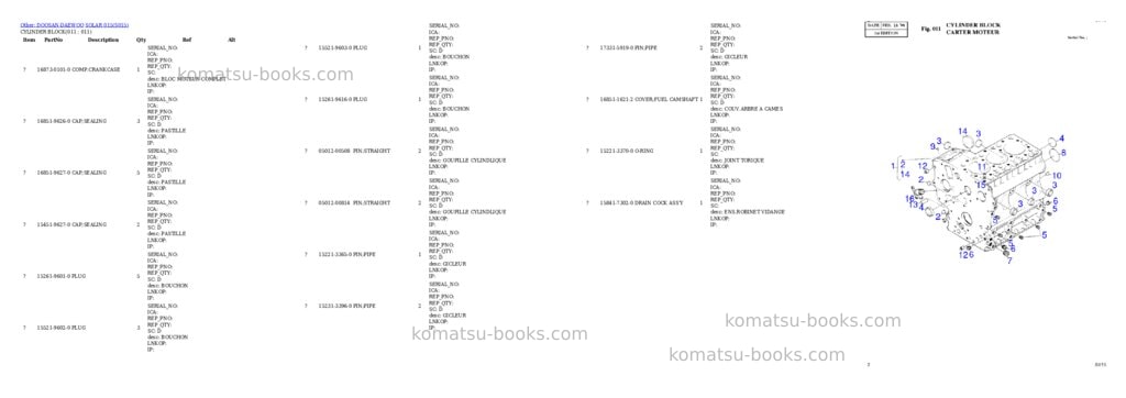 Komatsu SOLAR 015 Parts catalog cover