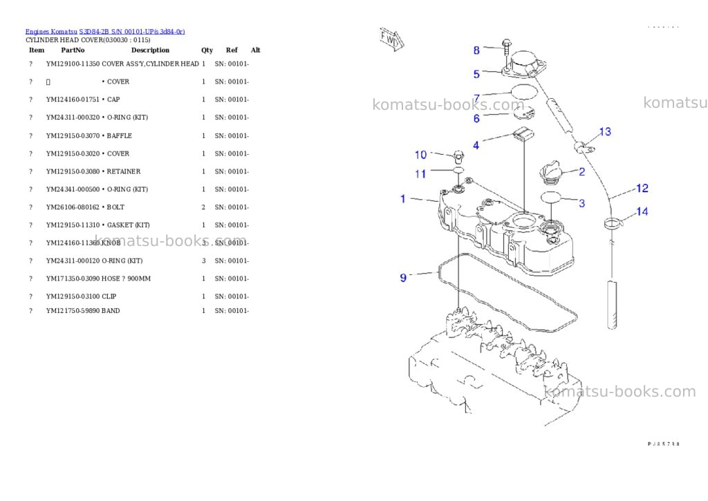 Komatsu S3D84-2B S/N 00101-UP Parts catalog cover Page 2 Komatsu S3D84-2B S/N 00101-UP Parts catalog cover Page 2