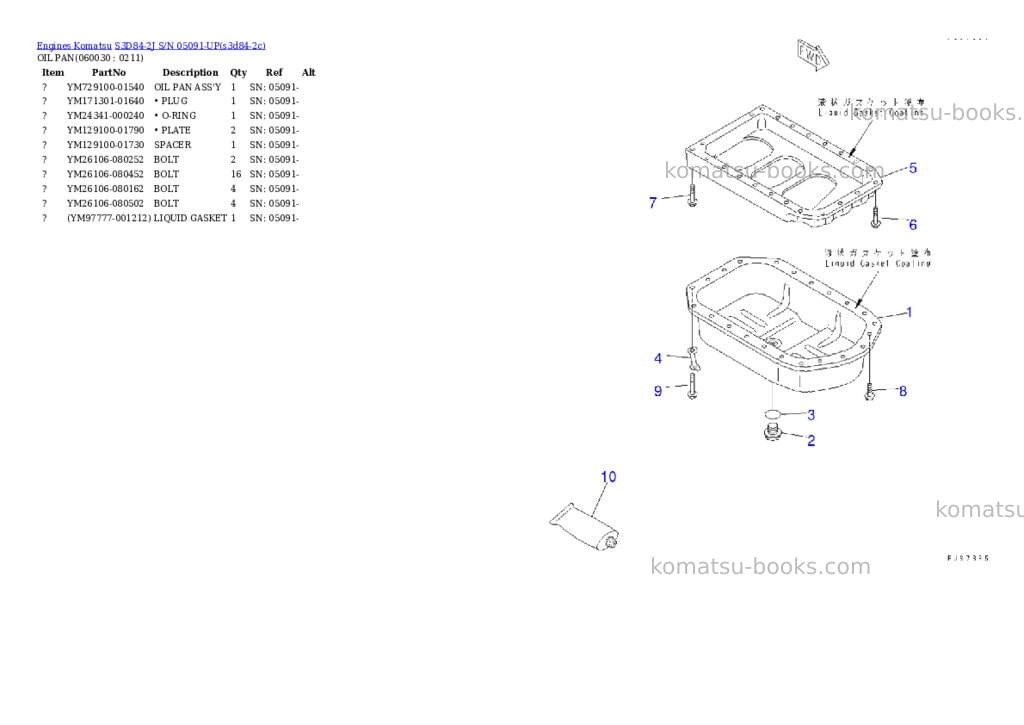 Komatsu s3d84-2j s/n 05091-up Parts catalog cover Page 10 Komatsu s3d84-2j s/n 05091-up Parts catalog cover Page 10