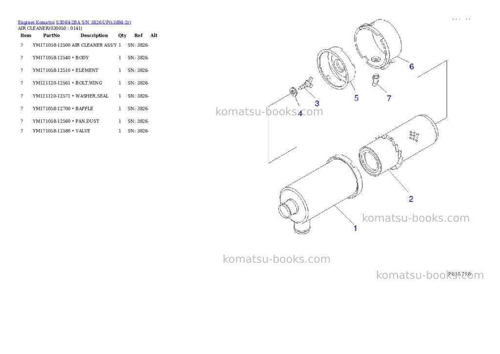 Komatsu S3D84-2BA S/N 3826-UP Parts catalog cover Page 4 Komatsu S3D84-2BA S/N 3826-UP Parts catalog cover Page 4