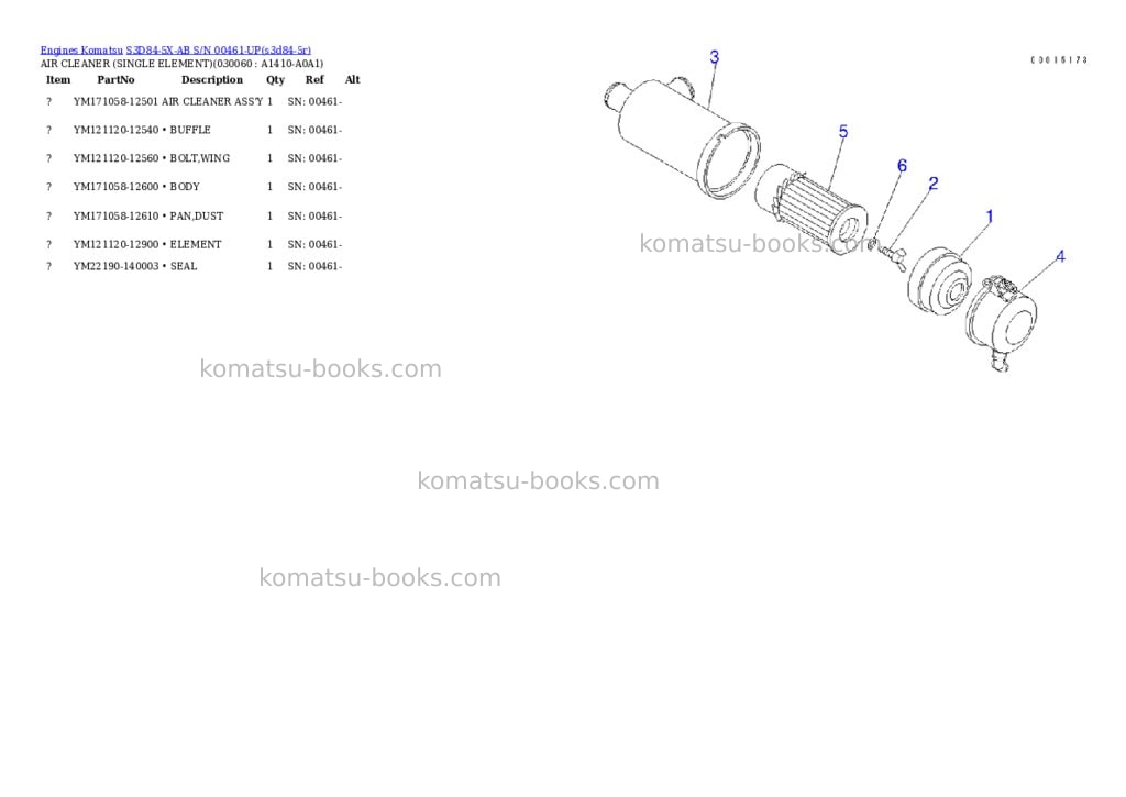 Komatsu S3D84-5X-AB S/N 00461-UP Parts catalog cover Page 5 Komatsu S3D84-5X-AB S/N 00461-UP Parts catalog cover Page 5