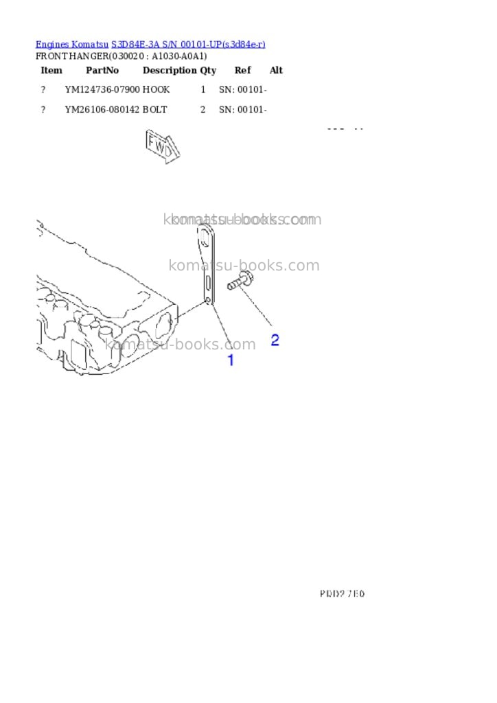 Komatsu S3D84E-3A S/N 00101-UP Parts catalog cover Komatsu S3D84E-3A S/N 00101-UP Parts catalog cover