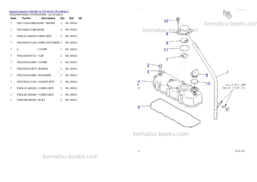 Komatsu S3D84E-3A S/N 00101-UP Parts catalog cover Page 3 Komatsu S3D84E-3A S/N 00101-UP Parts catalog cover Page 3