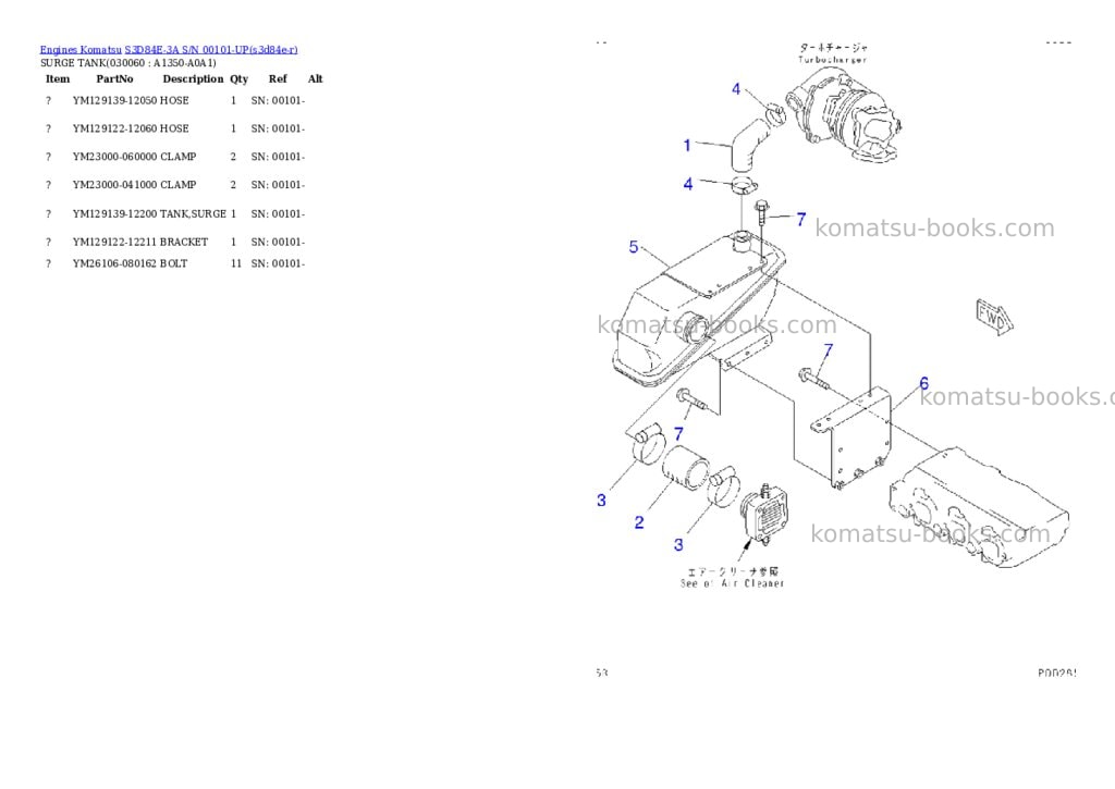 Komatsu S3D84E-3A S/N 00101-UP Parts catalog cover Page 5 Komatsu S3D84E-3A S/N 00101-UP Parts catalog cover Page 5